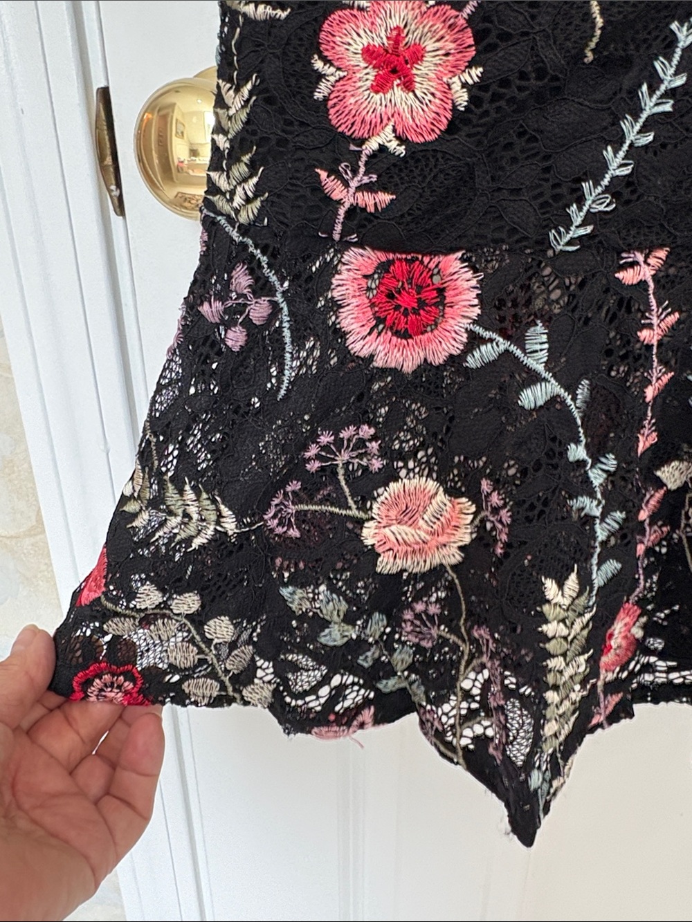 Siena Embroidered Lacy Floral Lined Slip Dress in Black, Pink and Multicolors - Picture 6 of 12